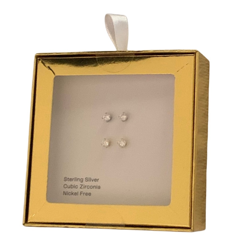 Sterling Silver Cubic Zirconia Stud Earrings